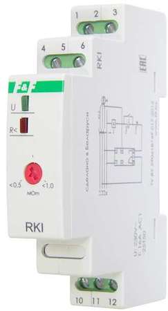 Евроавтоматика F&F EA05.003.001 Реле контроля изоляции RKI (для контроля сопротивления изоляции в обмотках электродвигателей монтаж на DIN-рейке 35мм) F&F EА05.003.001