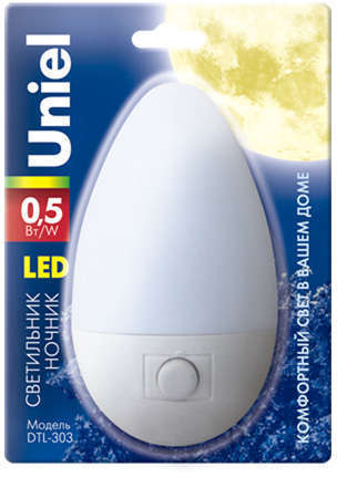 Светильник светодиодный DTL-303-Овал/White/3LED/0.5Вт ночник бел. Uniel 02743