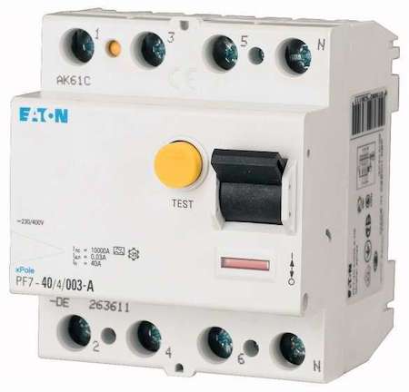 Выключатель дифференциального тока (УЗО) 4п 80А 500мА тип AC PF7-80/4/05-DE EATON 263597