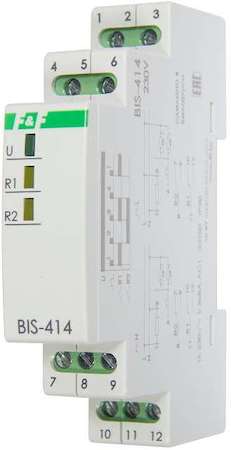 Евроавтоматика F&F Реле импульсное BIS-414 (управление двумя нагрузками; монтаж на DIN-рейке 230В 2х8А 2х1Z IP20) F&F EA01.005.005