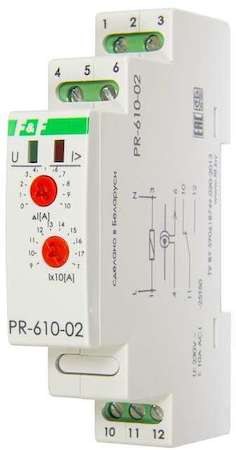 Евроавтоматика F&F Реле тока РR-610-02 (исп.2 (100-190А); монтаж на DIN-рейке 35мм 230В 10А 1P IP20) F&F EA03.004.002