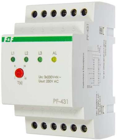Евроавтоматика F&F Переключатель фаз PF-431 (с приоритетной фазой; монтаж на DIN-рейке 35мм 3х400/230+N 3х16А IP20) F&F EA04.005.001