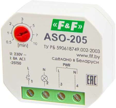 Евроавтоматика F&F Автомат лестничный ASO-205 (для уст. в монтажную коробку 230В 8А 1Z IP40) F&F EA01.002.003
