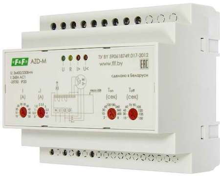 Евроавтоматика F&F Автомат защиты электродвигателей AZD-M (исп.1 (10-59.5 А) микропроцессорный защита трехфазных двигателей мощностью до 30кВт (с транс. тока более 30кВт) USB порт. 3х400/230+N 2х8А 2х1P IP20) F&F EA05.004.001