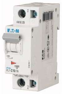 Выключатель автоматический модульный 2п (1P+N) D 1.5А 10кА PL7-D1.5/1 EATON 165239