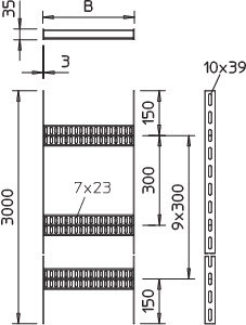 OBO Bettermann Лоток лестничный для судостроения 400х35 L3000 сталь 3мм SLZ L 400 SG OBO 7098040