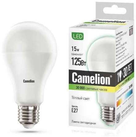 Фото Camelion 12185 Лампа светодиодная LED15-A65/830/E27 15Вт грушевидная 3000К тепл. бел. E27 1280лм 170-265В 12196 /