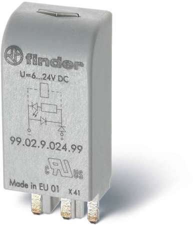Finder Модуль индикации и защиты LED + диод ( + A1) 6...24В DC зел. FINDER 9902902499