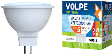 Лампа светодиодная LED-JCDR-5W/NW/GU5.3 5Вт 4500К бел. GU5.3 350лм 175-250В Volpe 09945