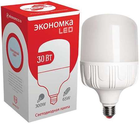 Лампа светодиодная высокомощная 30Вт цилиндр 6500К холод. бел. E27 176-240В (переходник на Е40 в комплекте) ЭКОНОМКА Eco30wHWLEDE2765