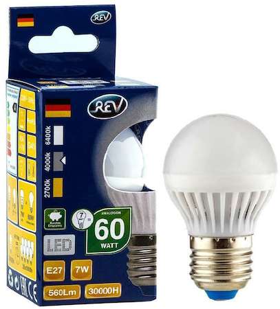 Лампа светодиодная G45 7Вт шар 4000К бел. E27 600лм 180-240В REV 32343 3