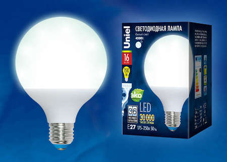 Лампа светодиодная LED-G95-16Вт/NW/E27/FR PLP02WH Uniel UL-00000776