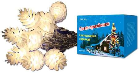 Гирлянда светодиодная «Шишки» ULD-S0280-020/DTA WARM WHITE IP20 PINE CONES 20LED (дл.2.8м) Uniel 9582