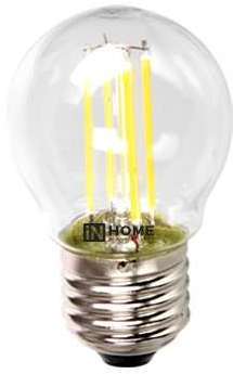 Лампа светодиодная LED-ШАР-deco 5Вт 230В E27 4000К 450Лм прозр. IN HOME 4690612007717