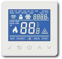 EXTHERM Термостат программ. Thermolife LCD и WIFI модуль контроль времени; датчик пола; датчик возд. +5/+40град.C 230В 16А 3.5кВт Extherm Thermolife WiFi