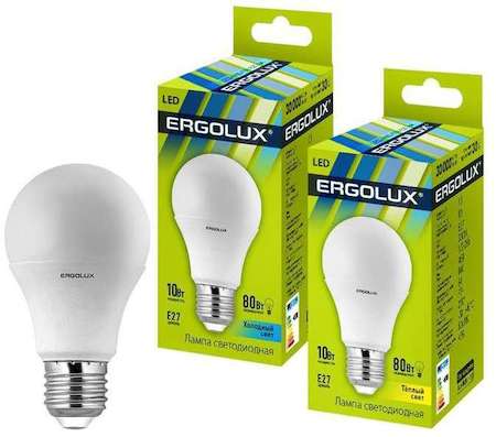 Лампа светодиодная LED-A60-10W-E27-3000K грушевидная ЛОН 172-265В Ergolux 12148