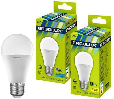 Лампа светодиодная LED-A60-12W-E27-3000K грушевидная ЛОН 172-265В Ergolux 12150