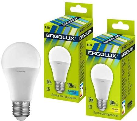 Лампа светодиодная LED-A60-12W-E27-4500K грушевидная ЛОН 172-265В Ergolux 12151