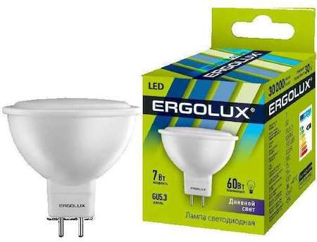 Лампа светодиодная LED-JCDR-7W-GU5.3-6500K JCDR 172-265В Ergolux 12881