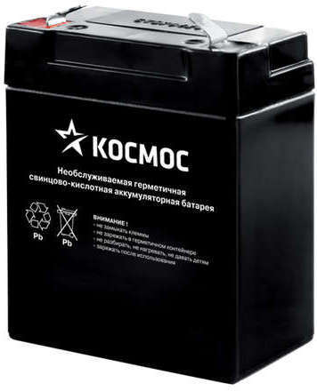 КОСМОС Аккумулятор 4В 6А.ч для фонарей 9109WUSB/9112WUSB/6011LED Космос KOCAccu4V6AH