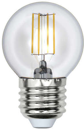 Лампа светодиодная LED-G45-5W/WW/E27/CL/DIM GLA01TR форма "шар" прозр. Air свет теплый бел. 3000К диммир. упак. картон Uniel UL-00002868