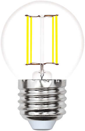 Лампа светодиодная LED-G45-5W/WW/E27/CL/MB GLM10TR форма "шар" прозр. Multibright свет теплый бел. 3000К 100-50-10 упак. Картон Uniel UL-00002370