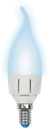 Лампа светодиодная LED-CW37-6W/NW/E14/FR/DIM PLP01WH форма "свеча на ветру" мат. Palazzo бел. диммир. упак. картон Uniel UL-00000727