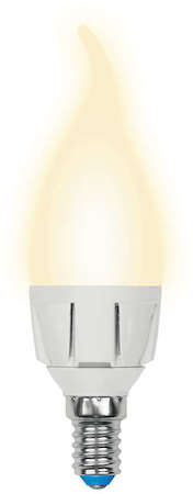 Лампа светодиодная LED-CW37-6W/WW/E14/FR/DIM PLP01WH форма "свеча на ветру" мат. Palazzo свет теплый бел. диммир. упак. картон Uniel UL-00000691