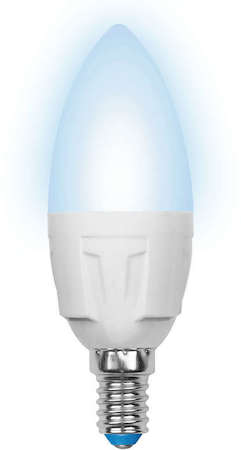 Лампа светодиодная LED-C37-7W/NW/E14/FR PLP01WH форма "свеча" мат. Palazzo бел. упак. картон Uniel UL-00000767