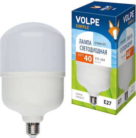 Лампа светодиодная LED-M80-40W/NW/E27/FR/S мат. Simple бел. 4000К упак. картон Volpe UL-00002905