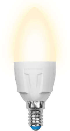 Фото Лампа светодиодная LED 7вт 175-250В свеча матовая 600Лм Е14 3000К Uniel ЯРКАЯ