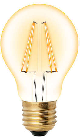 Фото Лампа светодиодная декоративная LED 6вт 220-250В форма А 540Лм Е27 2250К золотая колба Uniel Vintage