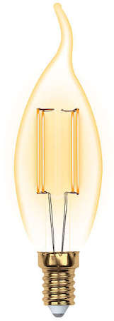 Лампа светодиодная LED-CW35-5W/GOLDEN/E14 GLV21GO Vintage форма "свеча на ветру" зол. колба упак. картон Uniel UL-00002397
