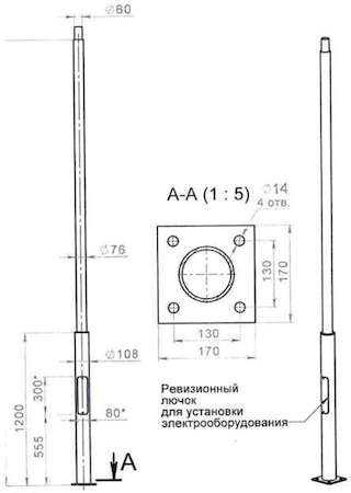 Опора КО 1(ф)-1-4м порош. покраска черн. без ЗДФ Пересвет В00007136