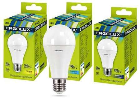 Лампа светодиодная LED-A65-20W-E27-4К ЛОН 20Вт E27 4000К 172-265В Ergolux 13183