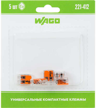 Wago Клемма универс. компактная 2х пр. 221-412 (уп.5шт) WAGO 07-5161-05