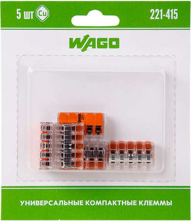 Wago Клемма универс. компактная 5-ти пр. 221-415 (уп.5шт) WAGO 07-5165-05