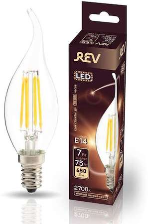 Лампа светодиодная FC37 E14 7Вт 650лм 2700К PREMIUM (FILAMENT) филамент теплый свет свеча на ветру REV 32432 4