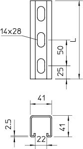 OBO Bettermann Рейка профильная 3000х41х41 MS 41 L3M V4A (дл.3м) OBO 1123049