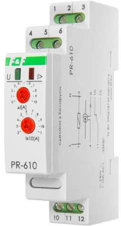 Евроавтоматика F&F Реле тока PR-610-04 (360-540А; с выносным ТТ в комплекте; 1 модуль; монтаж на DIN-рейке) F&F EA03.004.012