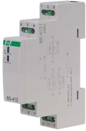 Евроавтоматика F&F Реле импульсное BIS-412i (установка на DIN-рейку; для группового режима работы; для нагрузки с больш. пусков. током (160А/20мс)) F&F EA01.005.018