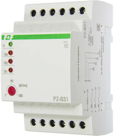 Евроавтоматика F&F Реле уровня жидкости PZ-831 (без датчиков; трехуровн.; независим. контроль по каждому уровню; 3 модуля; монтаж на DIN-рейке) F&F EA08.001.011