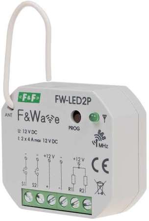 Евроавтоматика F&F Система модульная FW-LED2P (диммер-реле двухканал.; для LED ламп и LED лент; soft start; локал. и удален. управление; до 8 радио передатчиков; установка в монтаж. коробку d60мм) F&F EA14.002.004