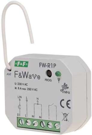 Евроавтоматика F&F Система модульная FW-R1P (реле одноканал. бистабил.; локал. и удален. управление; до 8 радио передатчиков; установка в монтаж. коробку d60мм) F&F EA14.002.006