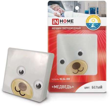 Ночник светодиодный NL04-BW Медведь 230В бел. IN HOME 4690612015132