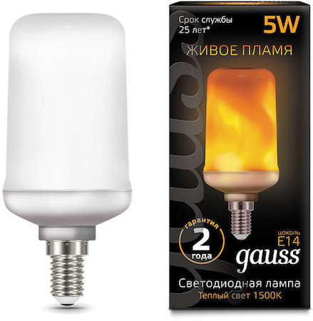 Лампа светодиодная 5Вт E14 1500К T65 Corn Flame Gauss 157401105