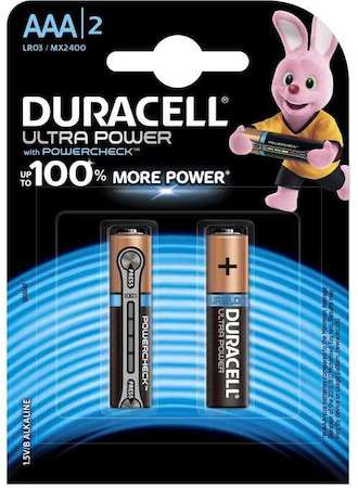 Элемент питания алкалиновый LR03-2BL Ultra Power (блист.2шт) Duracell Б0038760