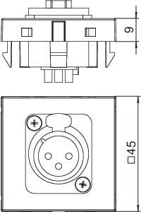 OBO Bettermann Рамка Modul45 мультимедийная XLR MTG-X3F L SWGR1 черн. OBO 6105213