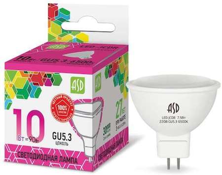 Лампа светодиодная LED-JCDR-standard 10Вт 230В GU5.3 6500К 900Лм ASD 4690612018768