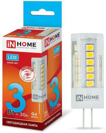 Лампа светодиодная LED-JC-VC 3Вт 12В G4 4000К 270Лм IN HOME 4690612019796